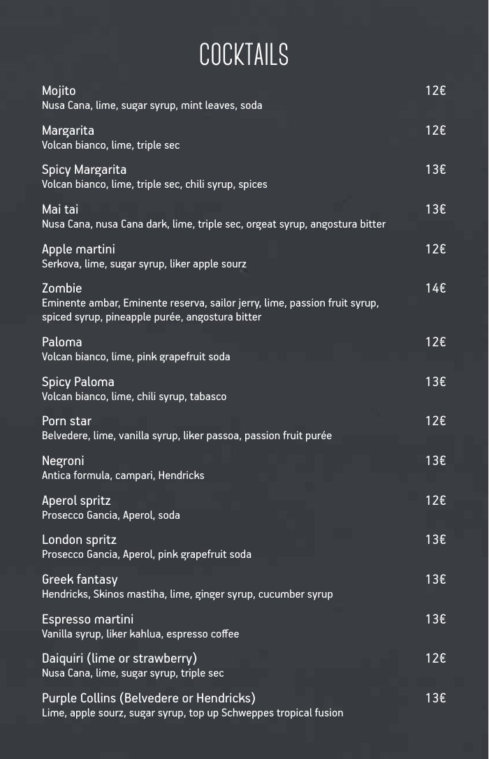 Προεπισκόπηση: Cocktail List